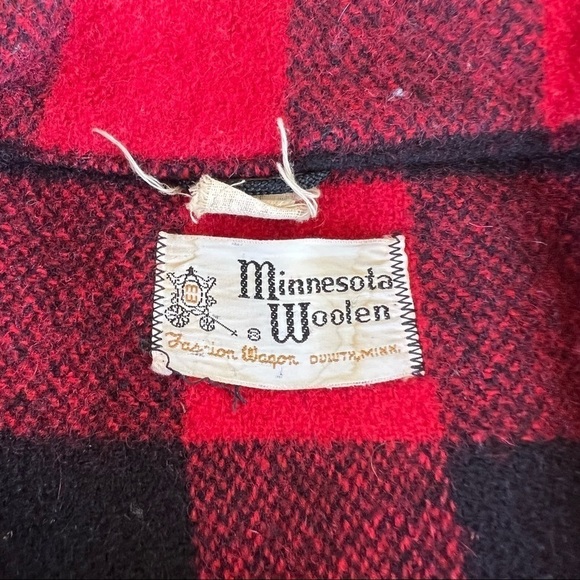 Vintage Minnesota Woolen Lumberjack Buffalo Plaid Shirt Jacket Heavy Wool Large - Picture 9 of 12